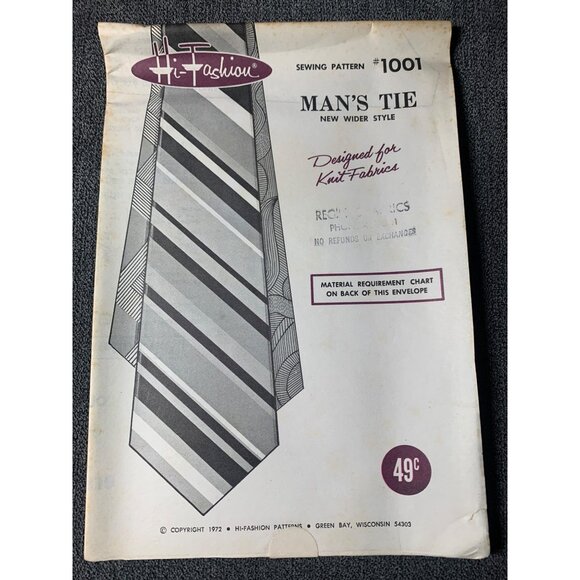 Kwik Sew Mens Tie Sewing Pattern 1001 - uncut - Picture 4 of 10